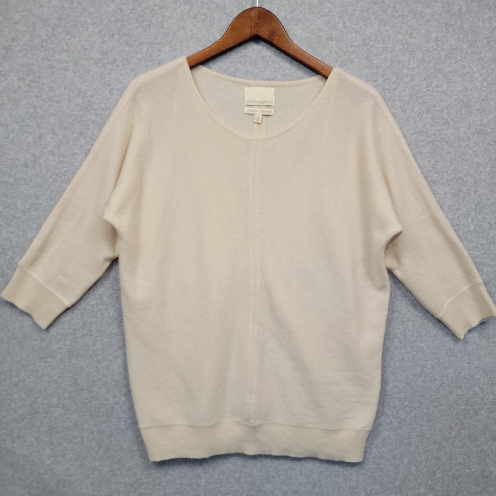 Cynthia Rowley 100% 2 Ply Cashmere Ivory Sweater Women's Size Large Luxury
